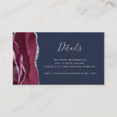 Carte D'accompagnement Budget Bourgogne Argent Agate Marine Site Mariage (Devant)