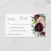 Carte D'accompagnement Budget Bourgogne & Blush Floral 3SM Pas de repas R (Devant)