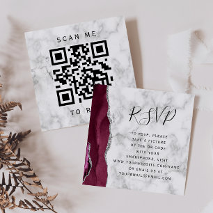 Carte D'accompagnement Budget Bourgogne Mariage Code QR RSVP Agate Argent