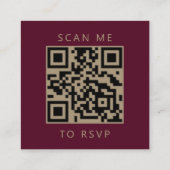 Carte D'accompagnement Budget Bourgogne Mariage Or Script QR Code RSVP (Dos)