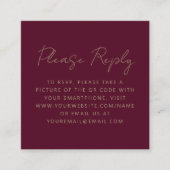 Carte D'accompagnement Budget Bourgogne Mariage Or Script QR Code RSVP (Devant)