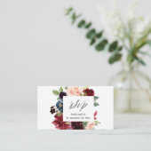 Carte D'accompagnement Budget Bourgogne, Marine & Rose Floral 2SM RSVP Re (Debout devant)