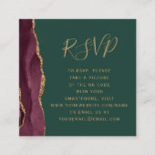 Carte D'accompagnement Budget Bourgogne Or Agate Vert QR Code RSVP (Devant)