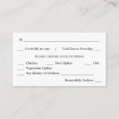 Carte D'accompagnement Budget Budget Calligraphie noir et blanc 10 Repas (Dos)