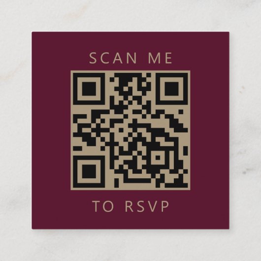 Carte D'accompagnement Budget Burgundy Gold Script Mariage QR Code RSVP (Dos)