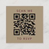 Carte D'accompagnement Budget Burgundy Script Gold Mariage QR Code RSVP (Dos)