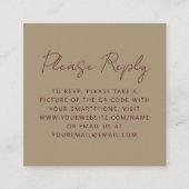 Carte D'accompagnement Budget Burgundy Script Gold Mariage QR Code RSVP (Devant)
