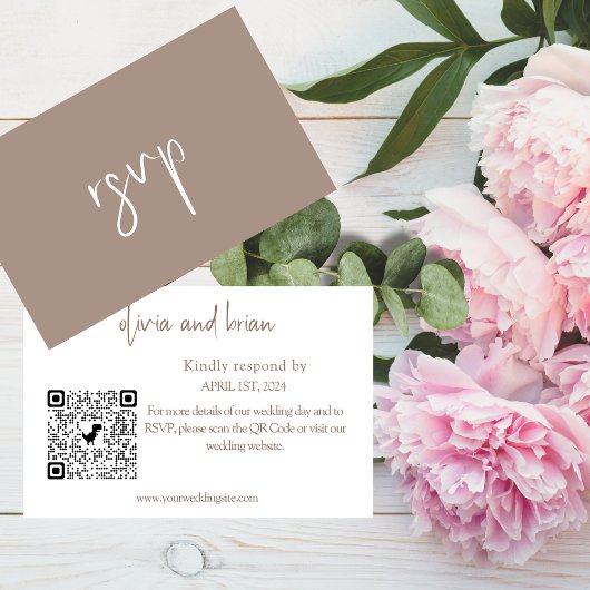 Carte D'accompagnement Budget Chic Wedding RSVP QR Code Encadrement
