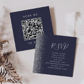 Carte D'accompagnement Budget Dark Blue Silver Mariage QR Code RSVP