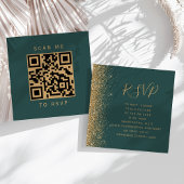 Carte D'accompagnement Budget Dark Green Gold Mariage QR Code RSVP