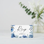 Carte D'accompagnement Budget Dusty Blue & Blue Floral 2SM Repas RSVP (Debout devant)