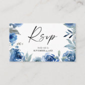 Carte D'accompagnement Budget Dusty Blue & Blue Floral 2SM Repas RSVP (Devant)