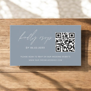 Carte D'accompagnement Budget Dusty Blue QR Code RSVP Mariage site