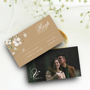 Carte D'accompagnement BUDGET Élégant Floral Aquarelle Photo RSVP