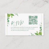 Carte D'accompagnement Budget Elegant Vert Botanique Moderne QR Code RSVP (Devant)