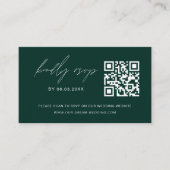 Carte D'accompagnement Budget Emerald Green QR Code RSVP Site Mariage (Devant)