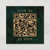 Carte D'accompagnement Budget Emeraude Vert Agate Foncé Code QR RSVP (Dos)