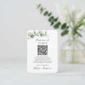 Carte D'accompagnement Budget Eucalyptus Verdure QR Code Mariage RSVP (Debout devant)