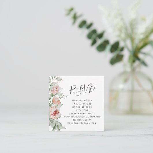 Carte D'accompagnement Budget Floral Spring Wedding QR Code RSVP (Debout devant)
