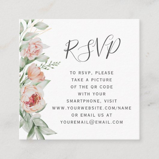 Carte D'accompagnement Budget Floral Spring Wedding QR Code RSVP (Devant)