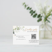 Carte D'accompagnement Budget Gold Greenery Eucalyptus QR Code Wedding (Debout devant)
