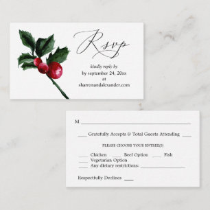 Carte D'accompagnement Budget Hiver Holly Berry SM Repas RSVP