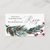 Carte D'accompagnement Budget Hiver Pine Cone & Berry SM Repas RSVP (Devant)