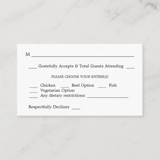 Carte D'accompagnement Budget Hiver Pine Cône Vert Repas SM RSVP (Dos)