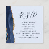 Carte D'accompagnement Budget Marine Gold Light Blue Agate QR Code RSVP (Devant)