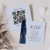 Carte D'accompagnement Budget Marine Gold Light Blue Agate QR Code RSVP