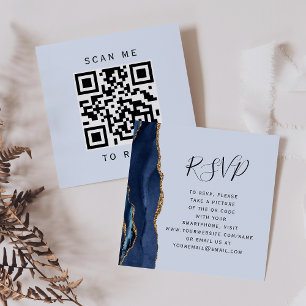 Carte D'accompagnement Budget Marine Gold Light Blue Agate QR Code RSVP