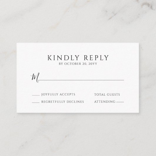 Carte D'accompagnement BUDGET Minimal Élégant Typographie Mariage RSVP (Dos)