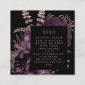 Carte D'accompagnement Budget Moody Floral Purple Rose Gold QR Code RSVP (Devant)