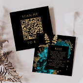 Carte D'accompagnement Budget Moody Floral Turquoise Or QR Code RSVP