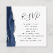 Carte D'accompagnement Budget Navy Silver Agate Mariage QR Code RSVP (Devant)