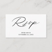 Carte D'accompagnement Budget noir et blanc calligraphie 2SM Repas RSVP (Devant)