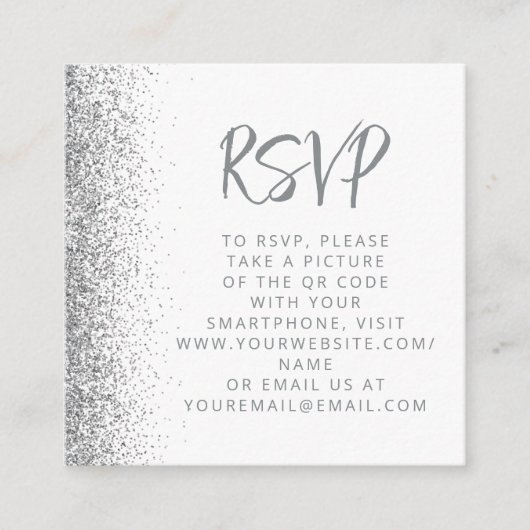 Carte D'accompagnement Budget Parties scintillant argent Mariage blanc  Q (Devant)