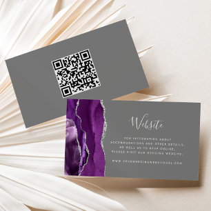 Carte D'accompagnement Budget Purple Argent Agate gris Mariage QR Code