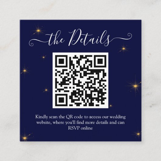 Carte D'accompagnement Budget QR Code Midnight Stars Site Mariage (Devant)