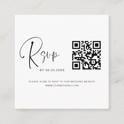 Carte D'accompagnement Budget QR Code RSVP Mariage Photo Website (Devant)