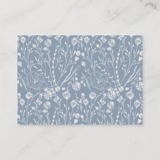 Carte D'accompagnement Budget QR Code Script Floral Dusty Blue Mariage (Dos)