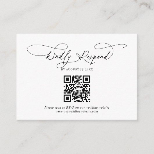 Carte D'accompagnement Budget QR Code Script Floral Dusty Blue Mariage (Devant)