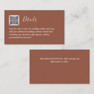 Carte D'accompagnement Budget QR Code Website RSVP Mariage de l'hôtel Dét