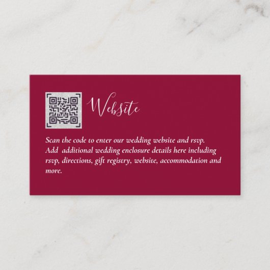 Carte D'accompagnement Budget QR Code Website RSVP Mariage de l'hôtel Dét (Devant)