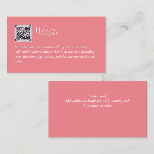 Carte D'accompagnement Budget QR Code Website RSVP Mariage de l'hôtel Dét (Devant / Derrière)