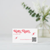 Carte D'accompagnement Budget Retro Red & White Mariage Website QR Code (Debout devant)