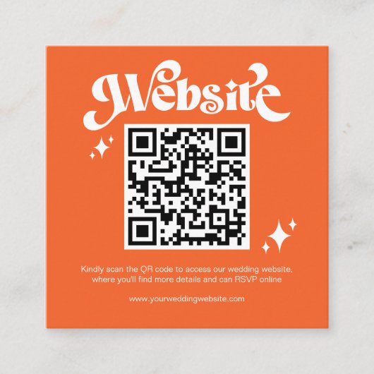Carte D'accompagnement Budget Retro Super Script QR Code Mariage site Web (Devant)