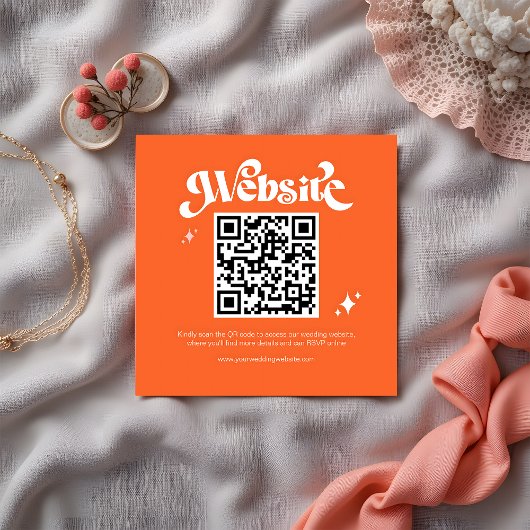 Carte D'accompagnement Budget Retro Super Script QR Code Mariage site Web