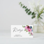 Carte D'accompagnement Budget Rose chaud & Navy Floral SM Repas RSVP (Debout devant)