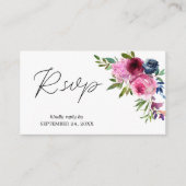 Carte D'accompagnement Budget Rose chaud & Navy Floral SM Repas RSVP (Devant)